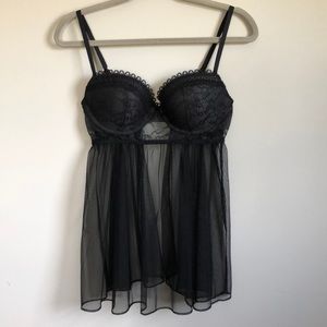 NWOT Victoria's Secret black Babydoll 36C